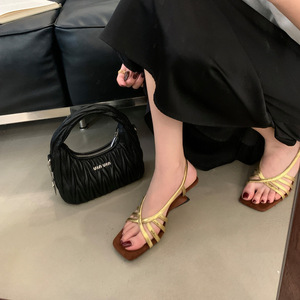 Square Toe Women Strappy <b>Block</b> <b>Heel</b> <b>Sandals</b> Ankle Buckle Back Strap <b>Ladies</b> Summer Party Dress Shoes - Product Image 3