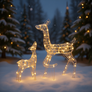 ครอบครัวกวางเรนเดียร์อะคริลิค 160 หลอดไฟ LED สีขาวอบอุ่น ของตกแต่งคริสต์มาส สไตล์โมเดิร์น ใช้ได้ทั้งภายนอกและภายในอาคาร - Product Image 2