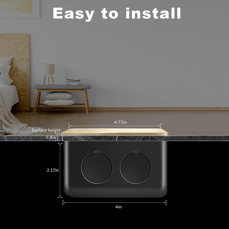 VNX Gold Color Floor Socket Pop up 2 Gang Socket Floor Pop up Socket Outlet for Home