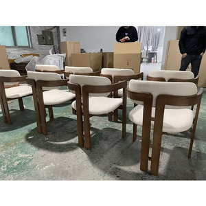 Italienischer moderner Mid-Century Esszimmers tuhl Wohn möbel aus massivem Eschenholz mit doppelten Armlehnen im französischen Stil - Product Image 2