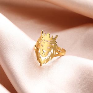 <span class=keywords><strong>Leone</strong></span> <span class=keywords><strong>con</strong></span> corona re regolabile <span class=keywords><strong>anello</strong></span> re della giungla simbolo di forza saggezza gioielli in acciaio inox classico per gli uomini delle donne - Product Image 6
