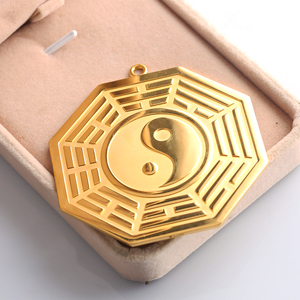 Pendentif spécial en argent sterling 925 Tai Chi Gossip Yin Yang pour couple, pendentifs fins avec plaqué or, colliers de la tradition chinoise - Product Image 4