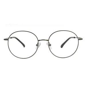 Bingkai kacamata Titanium memori Logo kustom untuk wanita bingkai logam optik mode Vintage grosir