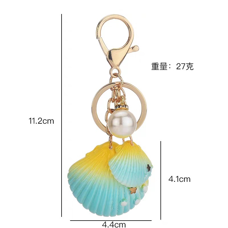 Porte-clés Coquillage Arc-en-ciel – Hippocampe, étoile De Mer, Perles, Alliage, Pour Sac à Main, Cadeau Tendance