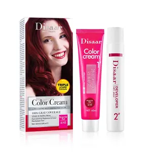 Disaar Vibrant & Healthy Shine Collagen Hair Color Cream Burgundy Red Hair Dye for Professional Salon Hair Styling Tool