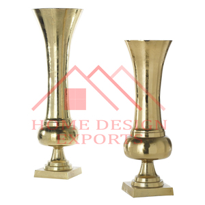 Nouveau design Urnes de jardin avec colonne pour décoration de centres de table de mariage Vase trompette de sol en aluminium - Product Image 5