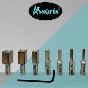 Assorts MT2 Shank Rotary Broaching Live Center Set avec 7 poinçons carrés HSS (3mm-12mm) pour tour en acier B0F7GGF593 - Product Image 1