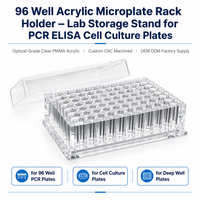 Soporte de Almacenamiento para Microplacas de 96 Pocillos, Fabricado a Medida con CNC en Acrílico PMMA Transparente/Nylon, para PCR, ELISA, Cultivo Celular, Uso en Laboratorio