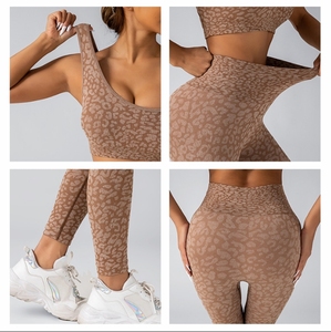 Bán Buôn Quần Áo 2 Mảnh Phù Hợp Với Nhanh Chóng Khô Mông Lift Leopard Thể Thao Áo Ngực Xà Cạp Phòng Tập Thể Dục Tập Thể Dục Bộ Yoga Liền Mạch Cho Phụ Nữ - Product Image 4