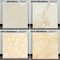 Foshan Moderne Design Style Chaud Beige Marbre Lumineux Carrelage 600x600 Carrelage en Porcelaine pour Villa Appartement pour Application de Chambre