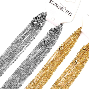 Lot de 10 colliers en acier inoxydable en forme de O, largeur 2,0 mm, couleur argent/or/or rose, pour la fabrication de bijoux - Product Image 1