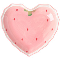 Vente en gros de nouveau bol en céramique à salade en forme de coeur 3D vaisselle personnalisée assiette à salade en porcelaine fraise bol à nouilles ensemble avec cuillère