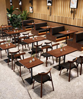 Ensemble table et chaises de restaurant à usage commercial, mobilier en bois massif pour café, hôtel, bistrot, restauration, aire de restauration