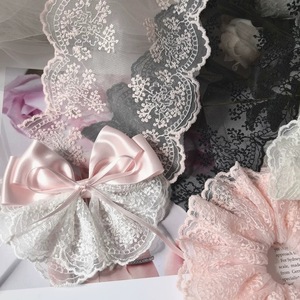 12cm Wide Floral Lace Trim DIY <strong>Large</strong> <strong>Bow</strong> Material White Milk Silk Handmade Hair Accessories Mesh Embroidery - Product Image 1