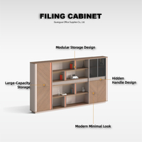 Armoire de rangement de bureau exécutive moderne en bois massif écologique, grande capacité, modulaire, avec poignée dissimulée pour bureau à domicile