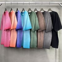 Camiseta de Algodón Tejido para Hombre, Estilo Casual, Holgada, con Estampado de Letras, Antiarrugas y Transpirable, Ideal para el Tiempo Libre, Recién Lanzada y Superventas