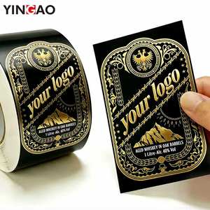 Etiqueta Adhesiva Personalizada en Rollo, con Lámina Dorada, Vinilo Negro de Lujo para Botellas de Vino, Bebidas, Embalaje de Vidrio, Logotipo Personalizado - Product Image 2