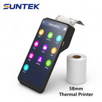 Terminal POS Portátil SUNTEK Android 15 con NFC, GMS, Impresora de 58mm y Lector de Tarjetas para Supermercado