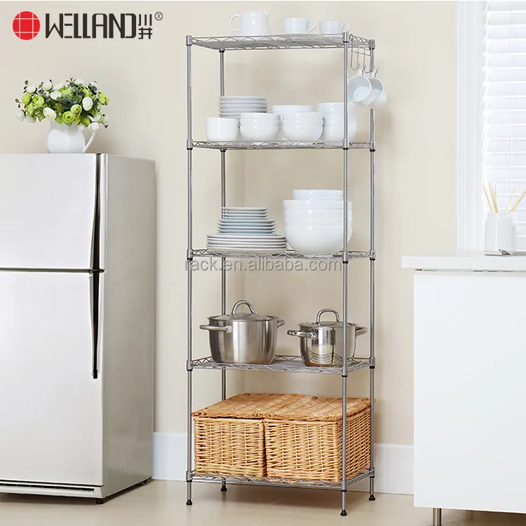 OEM 5 Tier Adjustable Metal Shelving Kitchen Storage shelf Wire Rack NSF Approval