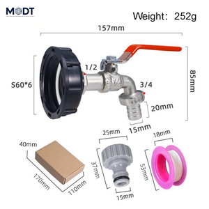 Ensemble de robinets d'eau Shanghai MDT 20 mm 1/2 pouce pour IBC avec adaptateur pour réservoir de 1000 L, irrigation agricole - Product Image 2