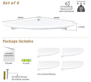 4 현대 화이트 귀여운 나무 매달려 보관 플로팅 벽 마운트 홈 장식 룸 코너 선반 세트 - Product Image 6
