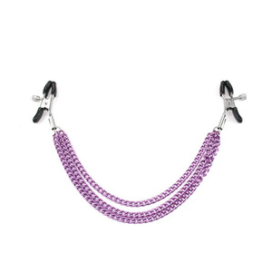 Pinces à tétons érotiques pour couples, jouets sexuels alternatifs pour hommes et femmes, pinces à double pointe longues et violettes avec clochettes. - Product Image 2