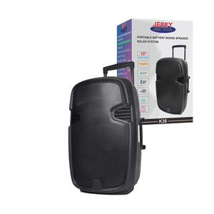 ลำโพงรถเข็นทำจากไม้แบบไร้สายพร้อมไมโครโฟนลำโพงแบบมืออาชีพขนาด15นิ้วสำหรับดีเจคาราโอเกะ - Product Image 1