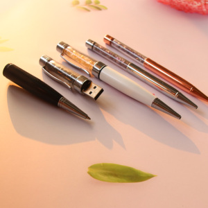 C&H Best Selling Customized Crystal Metal Usb Logo Ballpoint Pen Drive 2Gb 4Gb 8Gb Pen Usb Flash Drive Business Gift Memory Disk