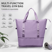 Sac de voyage extensible grande capacité léger imperméable en tissu Oxford, sac de sport portable à fermeture éclair pour week-end, gym, yoga, bagage