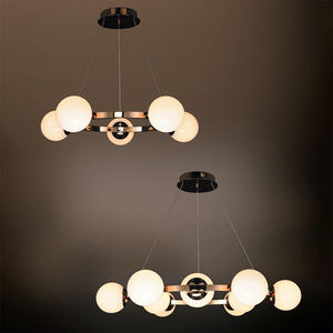 Lámpara Colgante de Cristal Opal Blanco de Lujo Moderno Nórdico, Aleación de Aluminio y Acero, LED 2700K 3500K, Luz Blanca Cálida Suave - Product Image 3