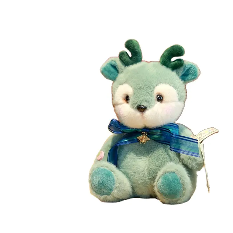 Wholesale Custom Christmas Deer Soft Stuffed Animal Small Green Moose Plush Reindeer Toys for Gift