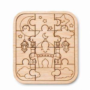 Custom Ramadan <b>Wooden</b> Coloring <b>Puzzle</b> Set for Kids DIY Educational <b>Jigsaw</b> Board Eid Mubarak Islamic Activity Toy Party Gift - Product Image 3