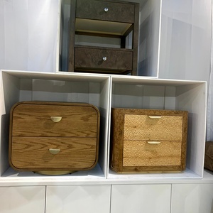 ตู้ข้างเตียงไม้สไตล์มินิมอลโบราณลายวิลโลว์เบิร์ลสีดำเก๋ไก๋ 2 ลิ้นชัก - Product Image 2