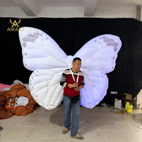 Sac à dos papillon gonflable blanc en tissu Oxford avec lumière LED pour soirée dansante - Grande Vente