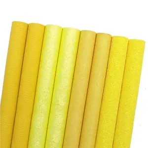 8 pièces/ensemble A4 taille couleur unie jaune Vegan Faux cuir synthétique paillettes tissu feuilles pour les arcs 1113488