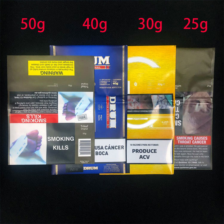 Benutzer definierte Reiß verschluss Baccy Bag Rolling Tobacco Pouch Verpackung