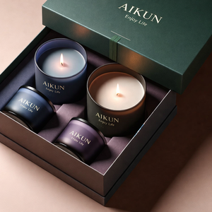 AIKUN Glass Jar Scented <b>Candle</b> Soy Wax Aromatherapy Gift Box Packaging Custom Logo Private Label OEM Wholesale - Product Image 3