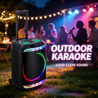 GENCE Enceinte active sur chariot professionnelle 12 pouces avec égaliseur DSP, USB, micro sans fil, batterie et éclairage RGB pour l'éducation scolaire