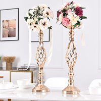Candélabre de mariage fleurs Vases route plomb Table pièce maîtresse support métal or bougeoirs pilier chandelier