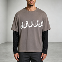 T-shirt vintage personnalisé en deux parties avec strass, 100% coton biologique, impression sérigraphique, t-shirt ample style streetwear