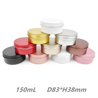 Toples Aluminium 150ml, Wadah Kosmetik Bulat 5oz, Kaleng Logam untuk Salep, Krim, Lilin, Bubuk, Teh, Manik-manik, Cat