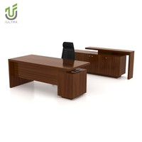 Bureau de direction IULTRA moderne en forme de L, placage bois MDF/MFC, montage facile, résistant à l'eau, écologique, table de bureau pour PDG