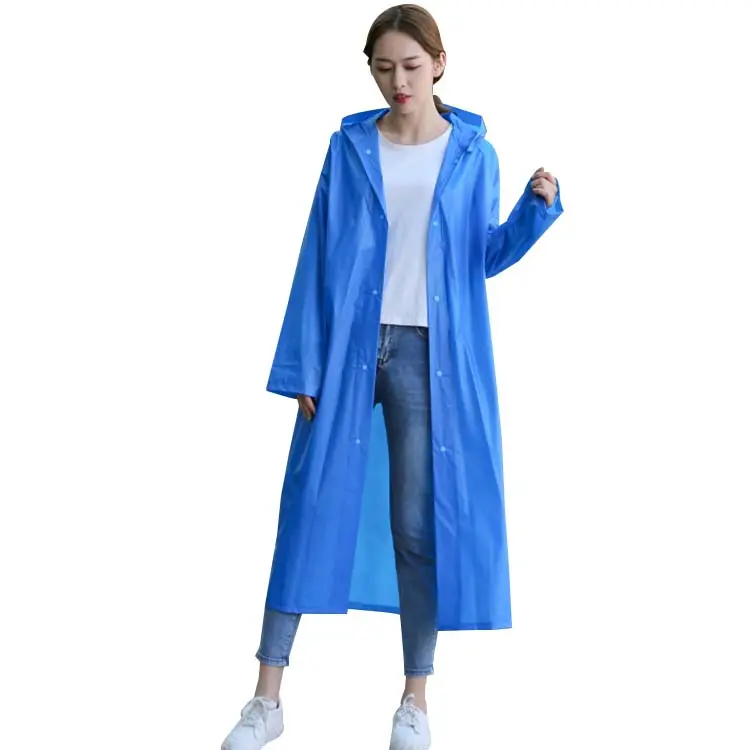 Personalizar al por mayor chaqueta de lluvia impermeable de moda abrigo de lluvia largo amarillo gabardina EVA impermeable para adultos