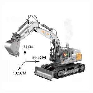 Nhà Máy Giá 15CH 2.4GHz RC Xe ủi đất máy xúc Đồ chơi mô hình kim loại với ánh sáng âm nhạc phun màu xám RC đồ chơi - Product Image 3
