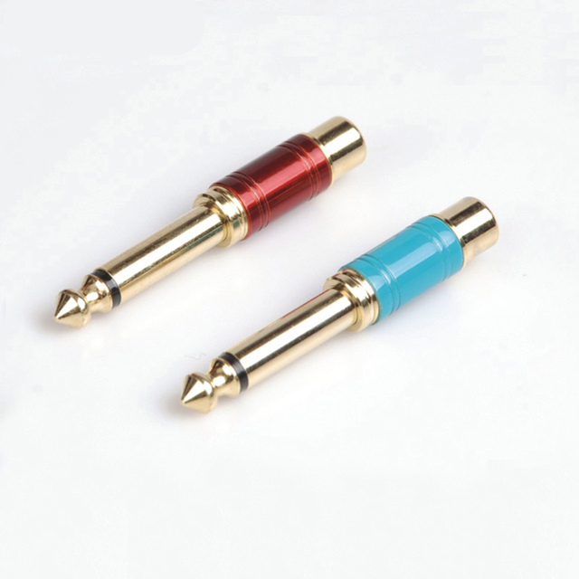 High Quality 1/4 Inch Audio Connector 6.35mm Mono Plug to RCA Jack Adaptor