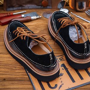 Men's Work <b>Shoes</b> Fashionable Round Toe Genuine Leather Office Career Trendy British Style Retro Low Top <b>Height</b> <b>Increasing</b> Autumn - Product Image 6