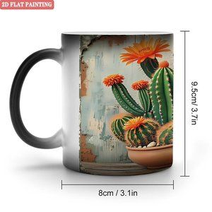 Mug en céramique noire givrée 11oz, sensible à la chaleur, changeant de couleur, pour latte et cappuccino - Product Image 1