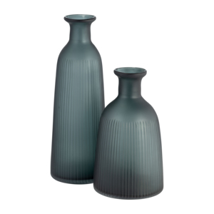 Vaso in vetro scanalato con coperchio, finitura blu intenso, vaso decorativo per fiori, per soggiorno, elemento scultoreo per la casa - Product Image 6