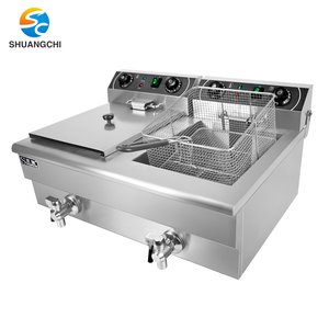 フライパン機ステンレス鋼電気チキンディープフライヤー17L + 17L商業フライドポテトポテトチップスレストラン用 - Product Image 2