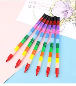 High Quality 6/12 Colorful Crayons Non-Toxic Stackable Crayons Set Jumbo Plastic Wax Crayon For Kids Painting